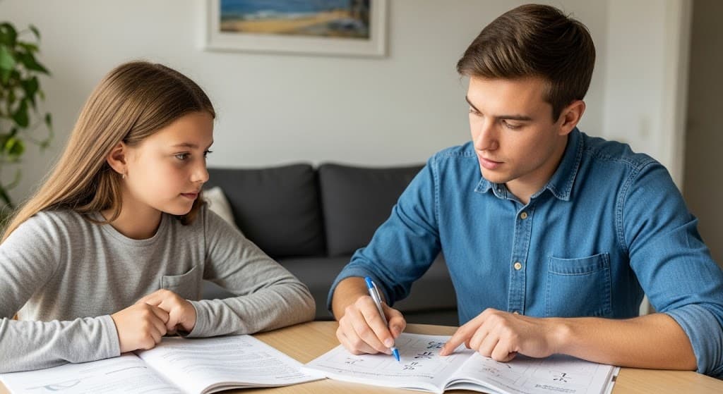 Mathematik Nachhilfe - Schülerin lernt Bruchrechnung mit Tutor